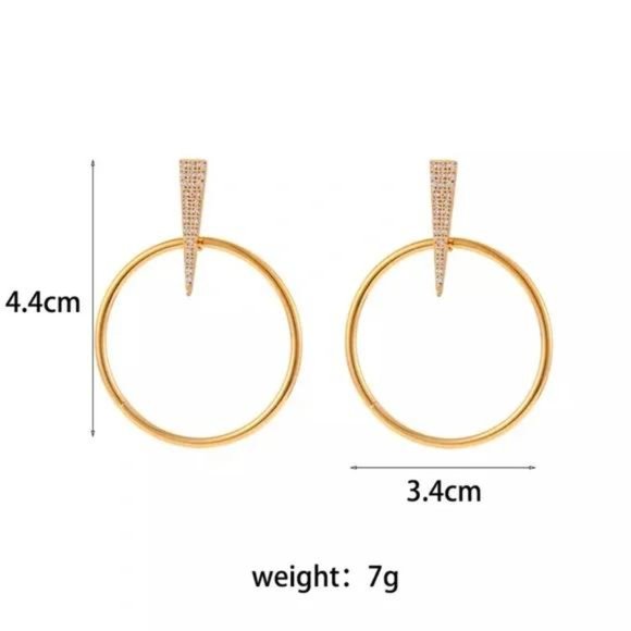 New Luxury 18K Gold Hoop Stud Earrings, NICE EARRINGS, CUTE EARRINGS - Picture 6 of 6